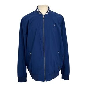 Nautica Men’s Size XXL Lightweight Bomber Jacket Windbreaker Navy Blue Sail Logo